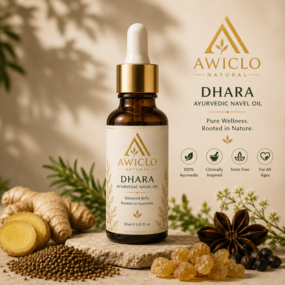 Awiclo Natural Dhara Ayurvedic Navel Oil | Pure Belly Button Oil for Digestion, Gut Health, Bloating & Daily Wellness | 30ml