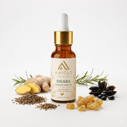 Awiclo Natural Dhara Ayurvedic Navel Oil | Pure Belly Button Oil for Digestion, Gut Health, Bloating & Daily Wellness | 30ml